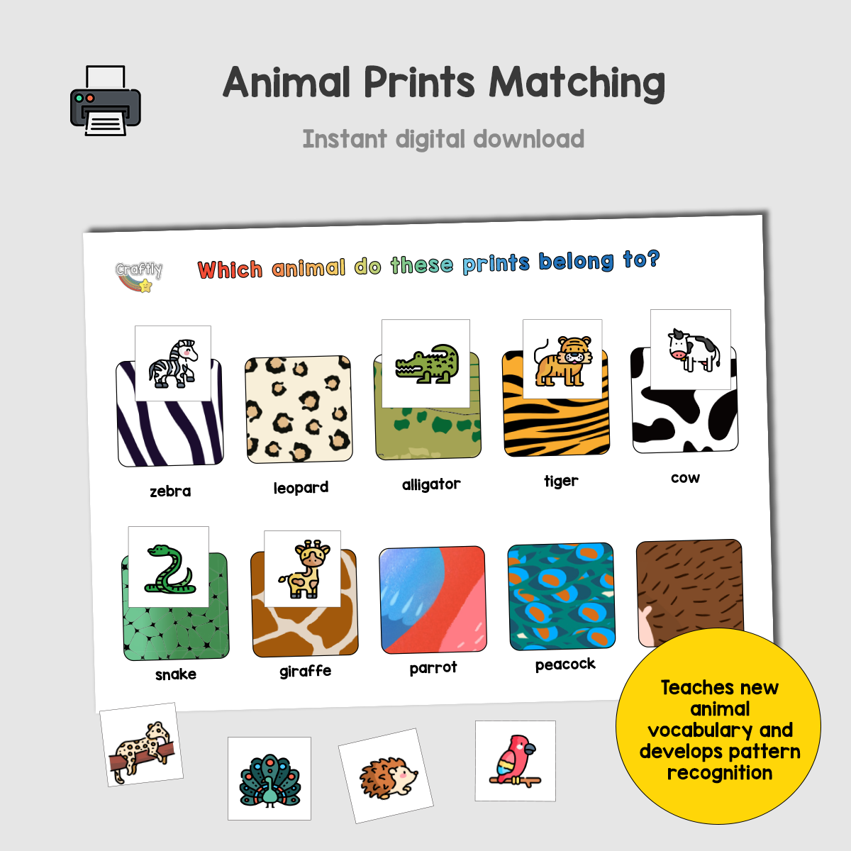 Animal Prints Matching Activity