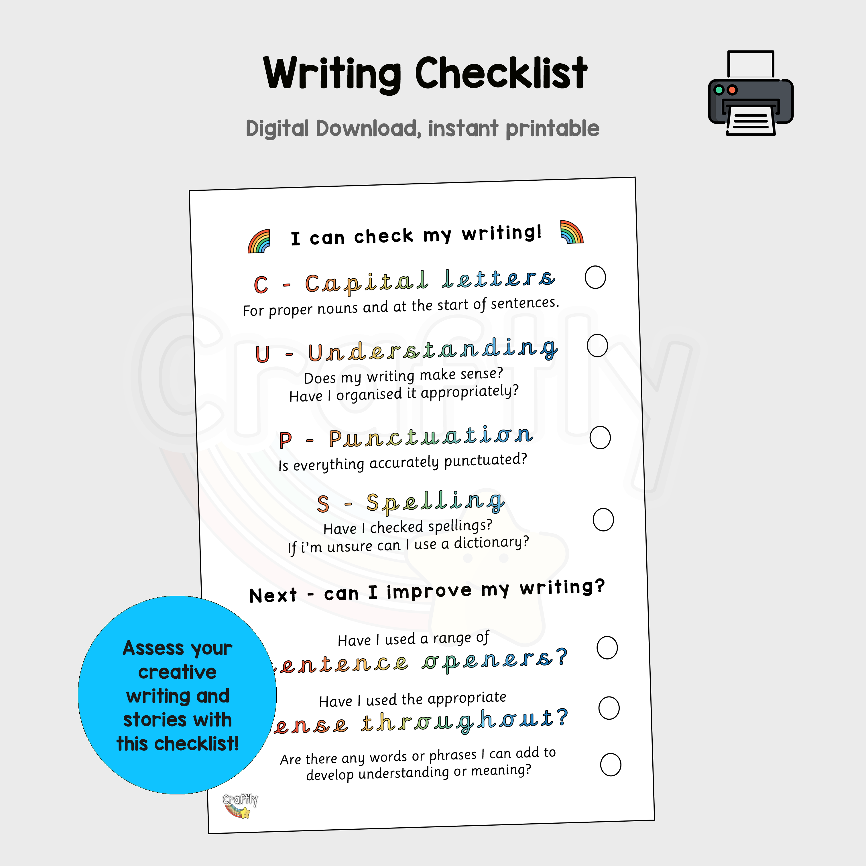 Check my Writing Checklist (S) CraftlyPrintables