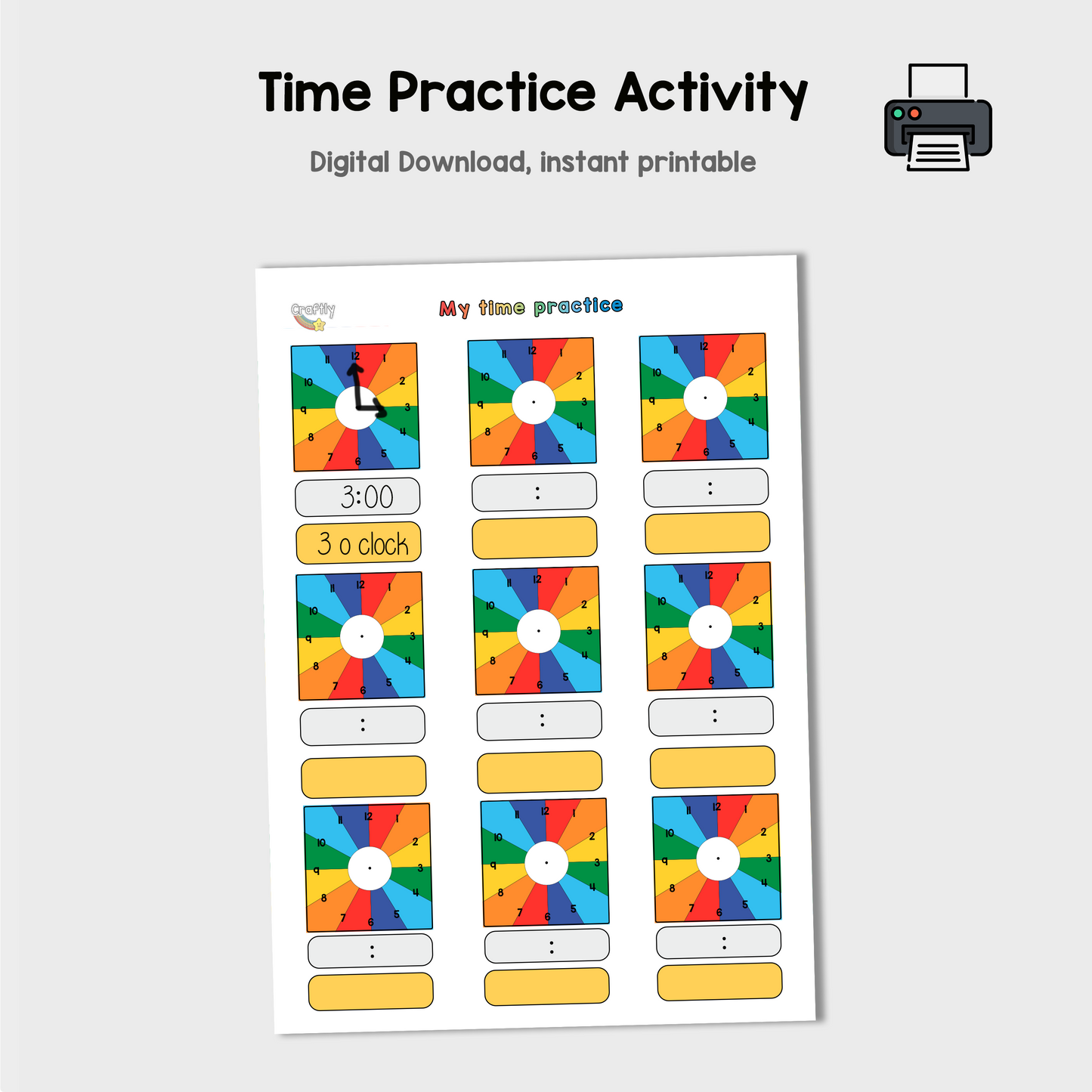 Clocks Practice Time Activity (S)
