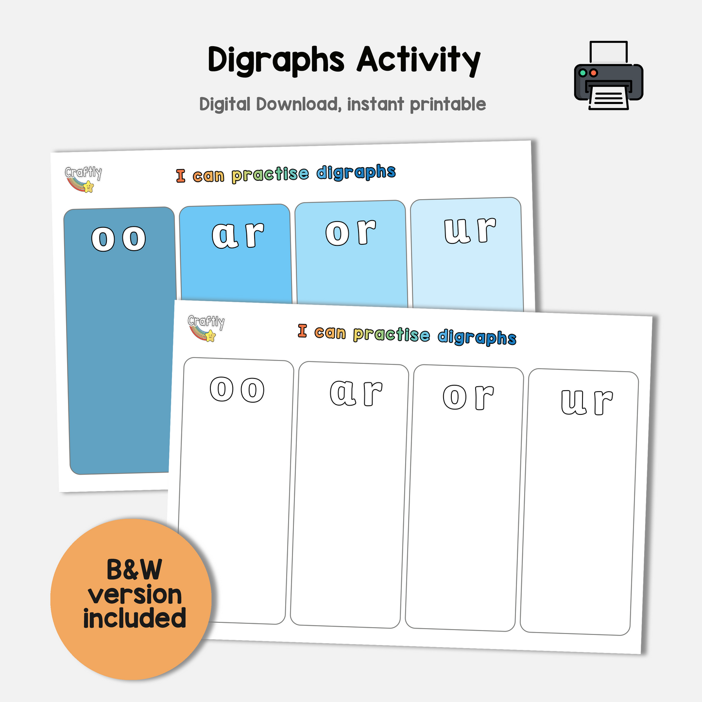 Digraphs oo, ar, ur, or Matching Activity