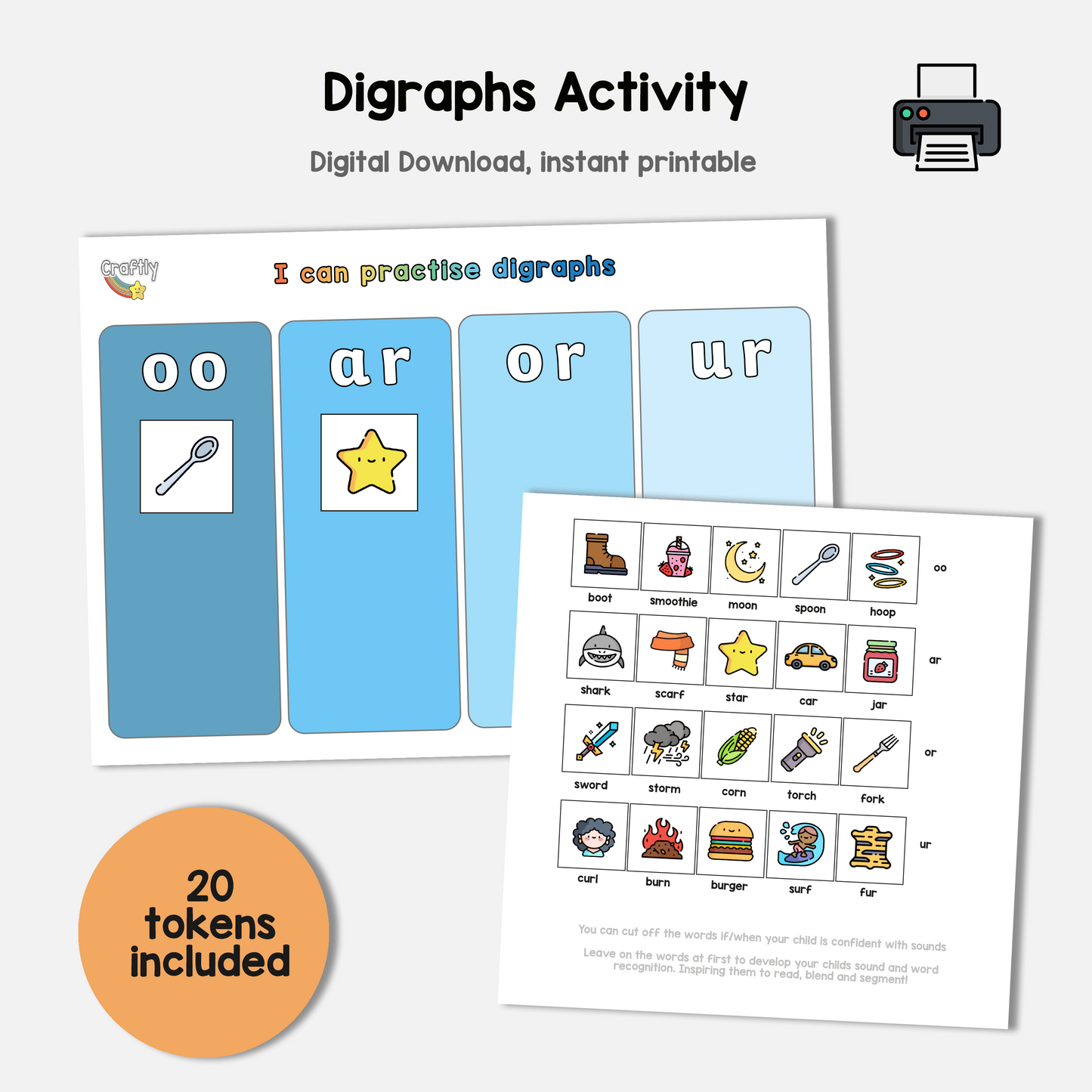 Digraphs oo, ar, ur, or Matching Activity (S)