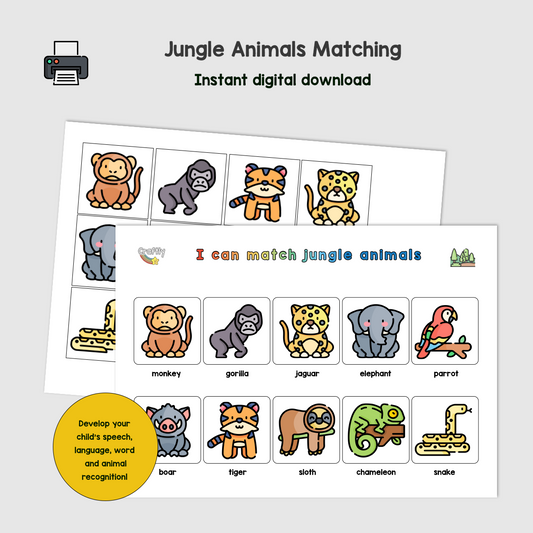 Jungle Animals Matching Activity