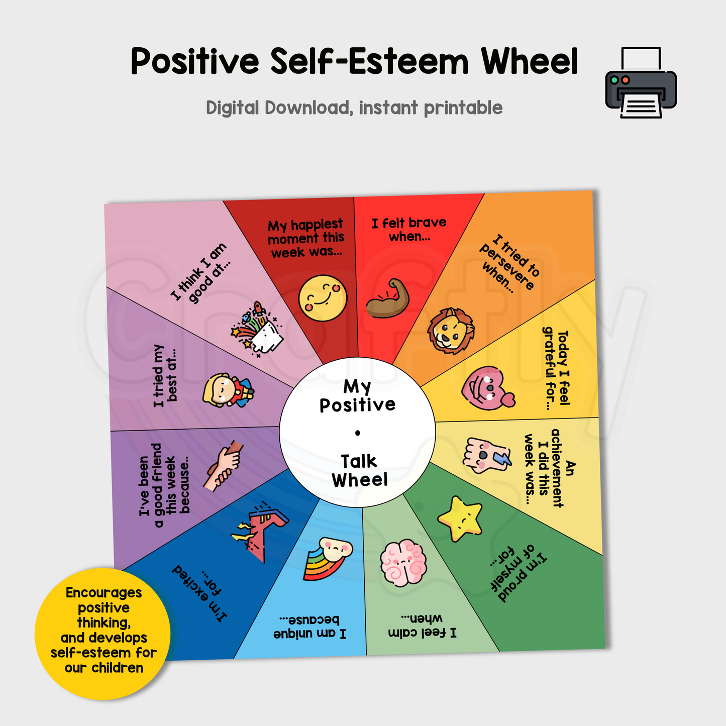 Positive Talk for Self-Esteem Wheel