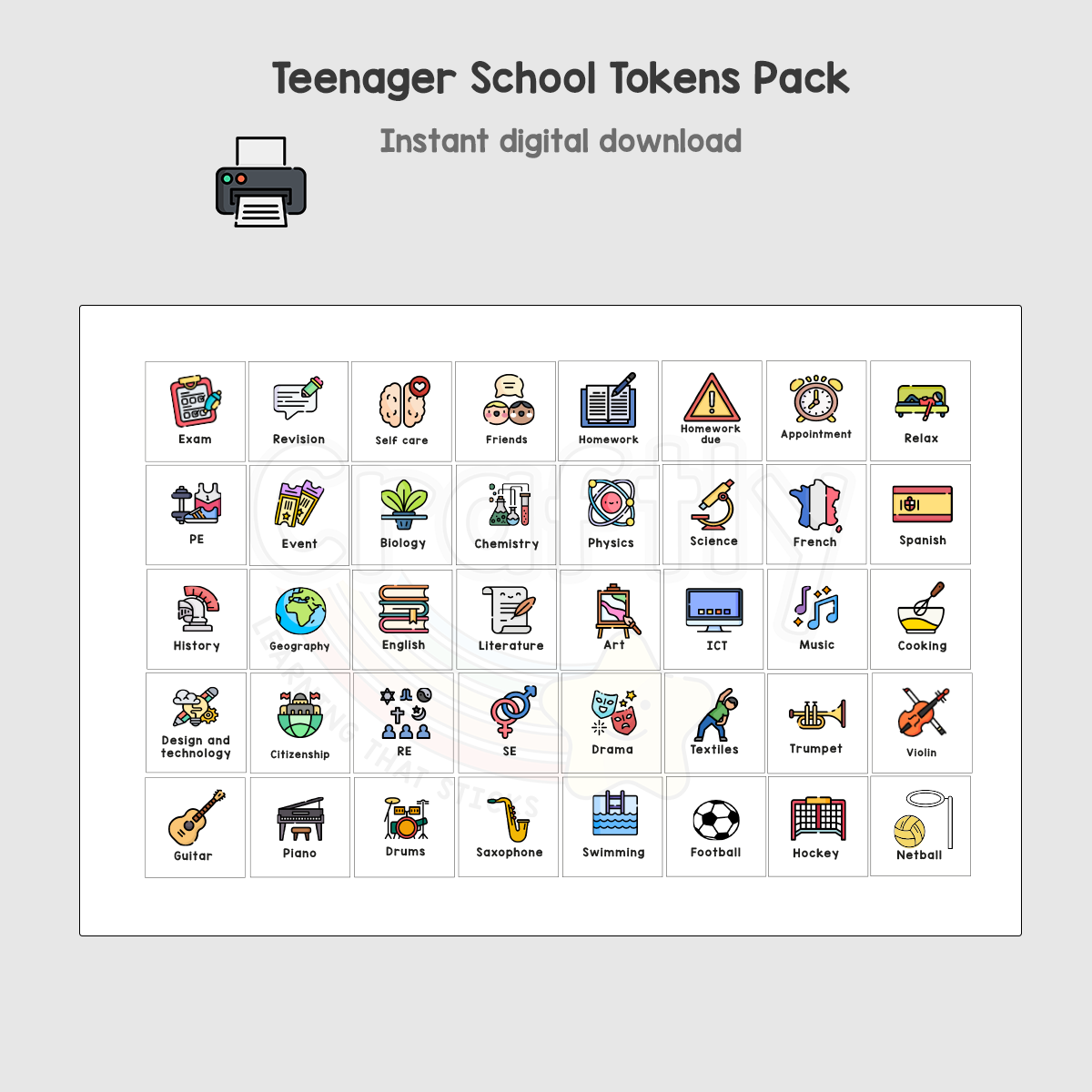 Teenager School Picture Tokens