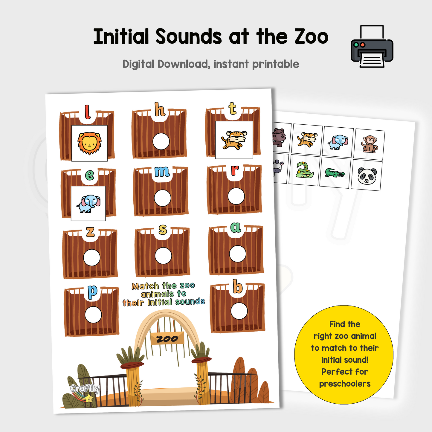 Initial Sounds Animals at the Zoo