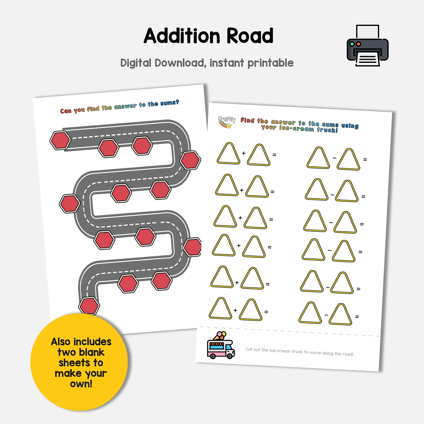 Addition and Subtraction Road Activity