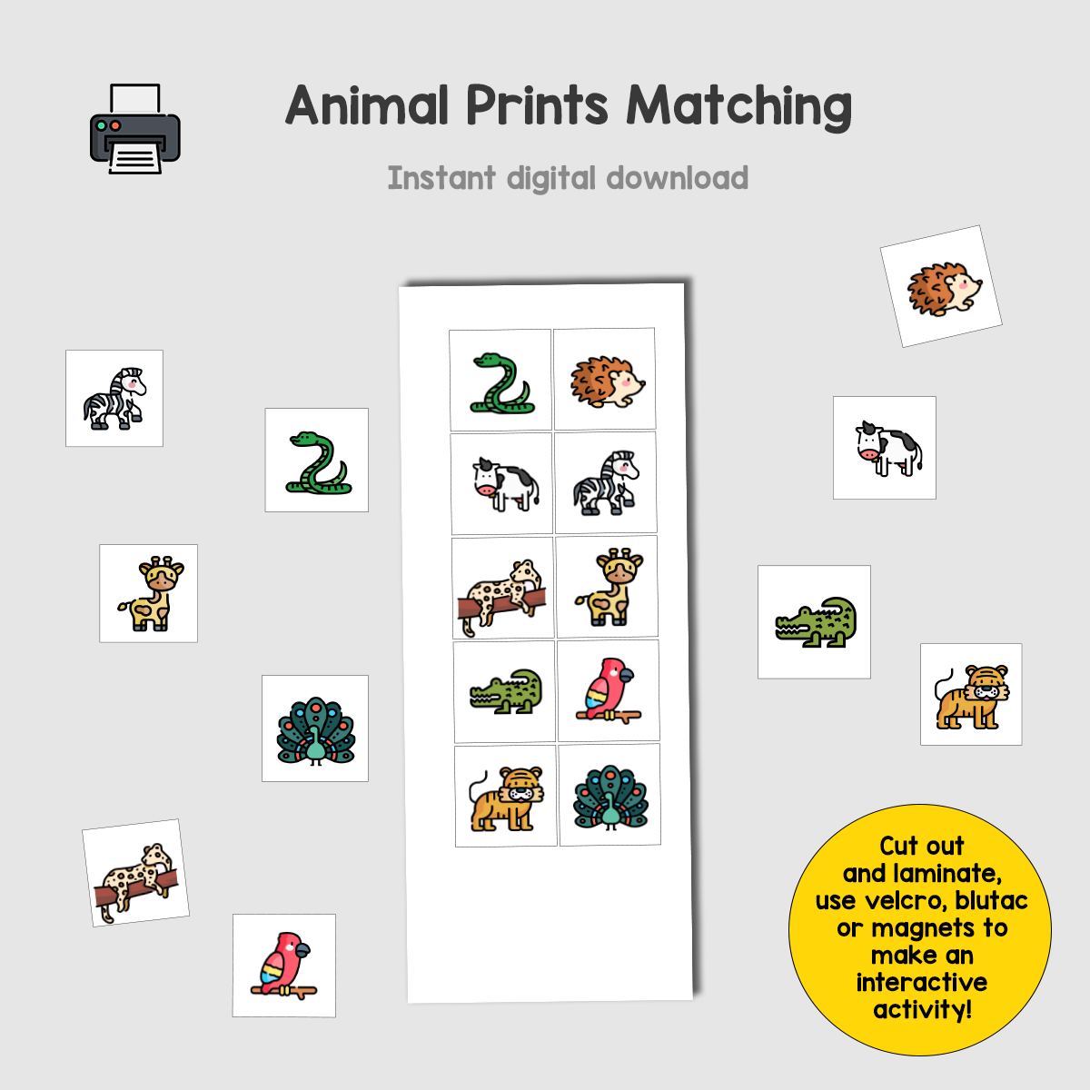 Animal Prints Matching Activity (S)