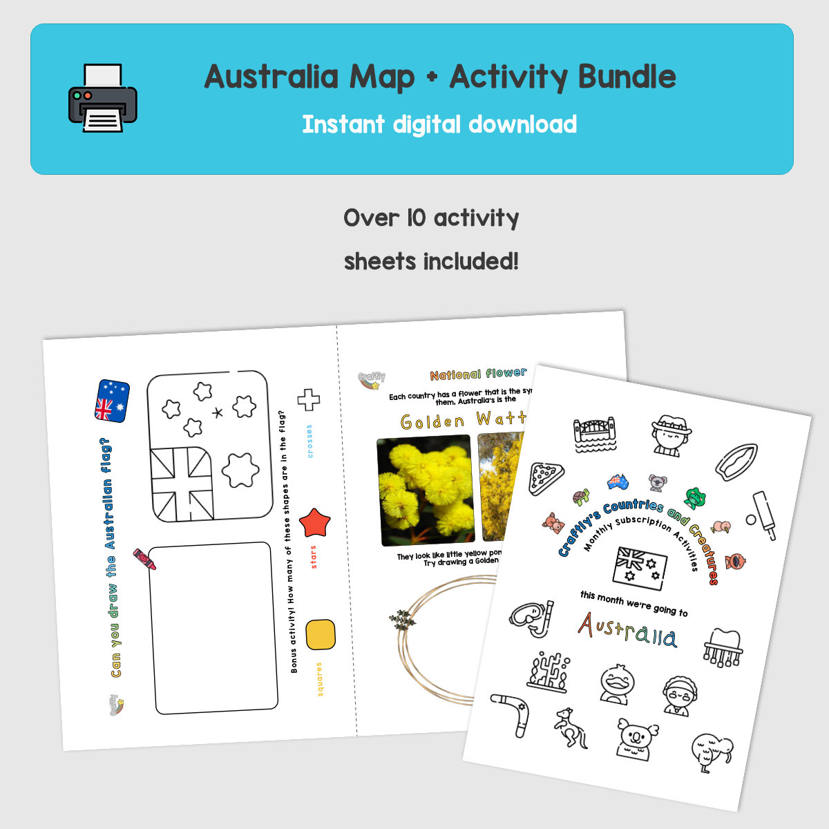 Australia Map And Activities Bundle
