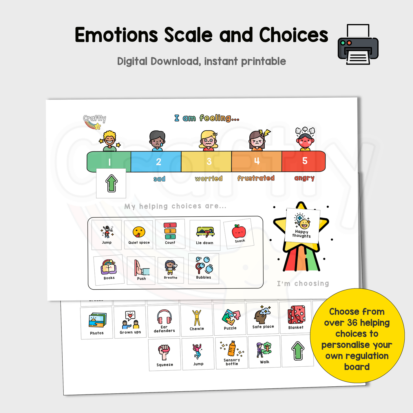 5 Point Emotions Scale and Helping Choices – CraftlyPrintables