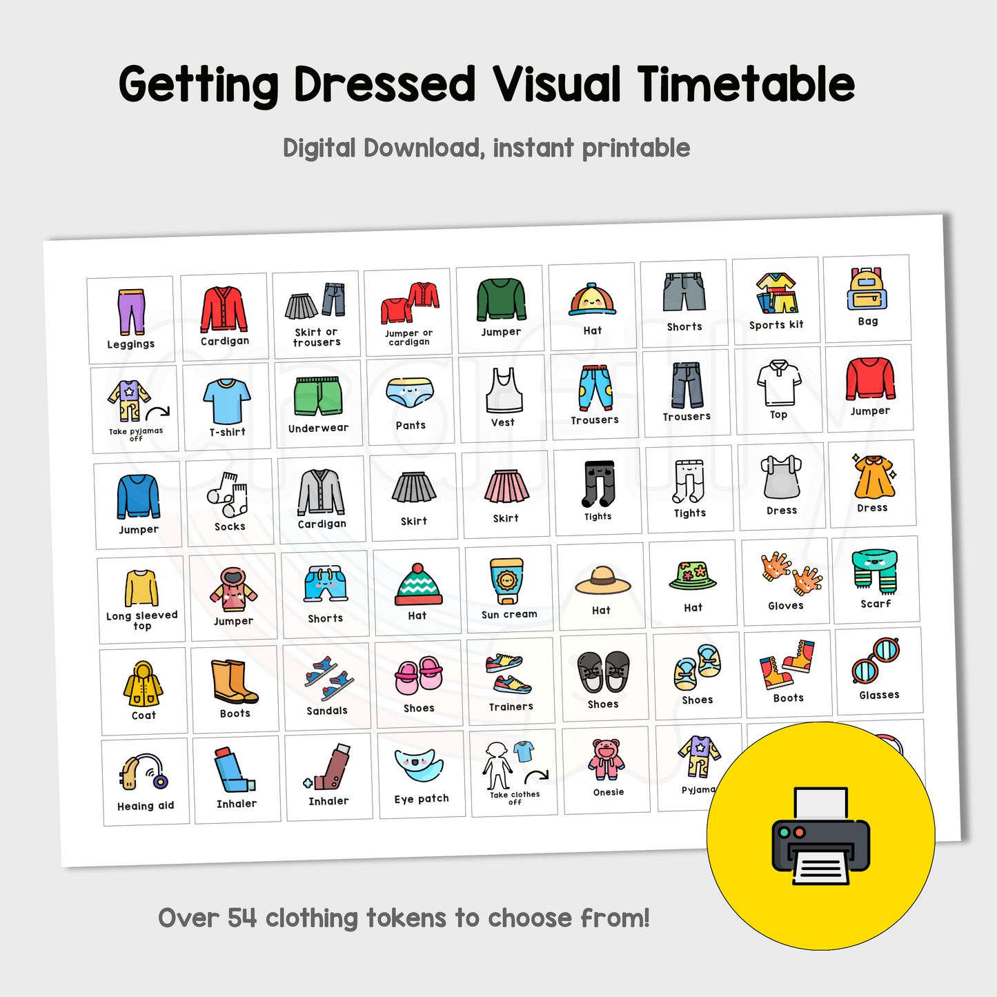 Getting Dressed Visual Timetable