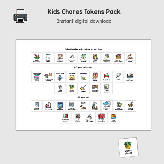 Childrens Chores Picture Tokens