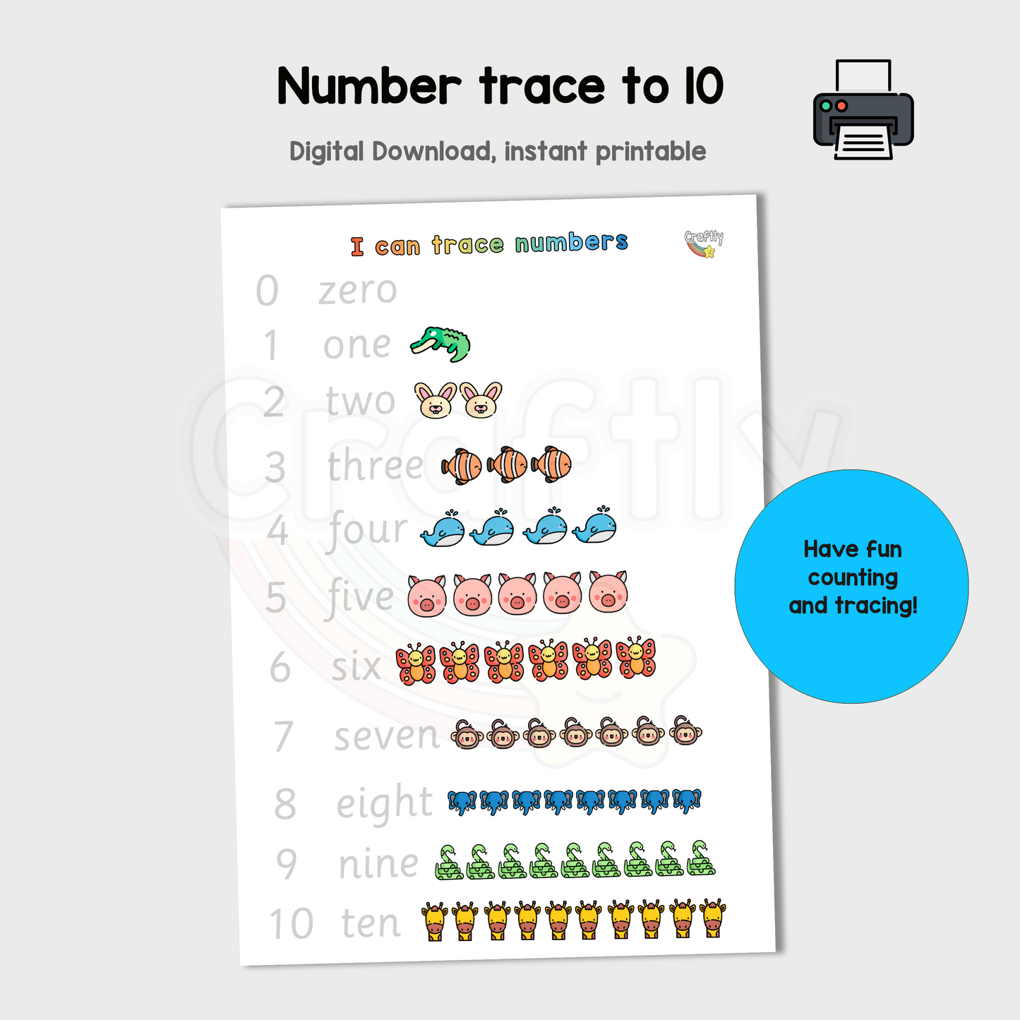 Number Trace and Match to 10 Activity