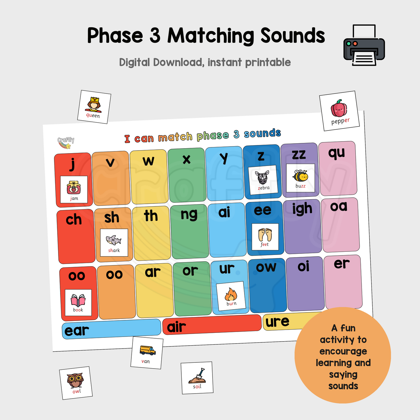 Phonics Phase 3 Matching Activity