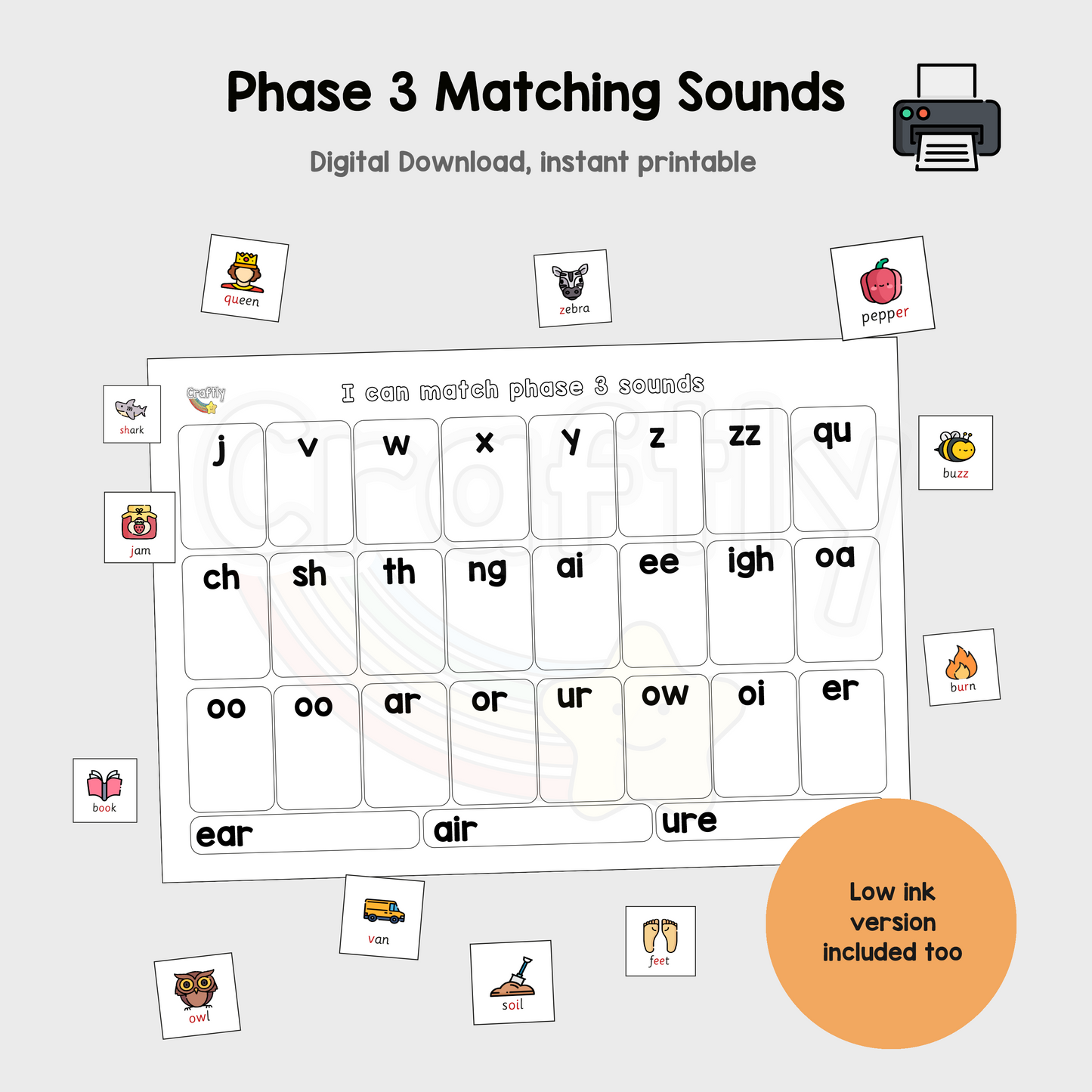 Phonics Phase 3 Matching Activity