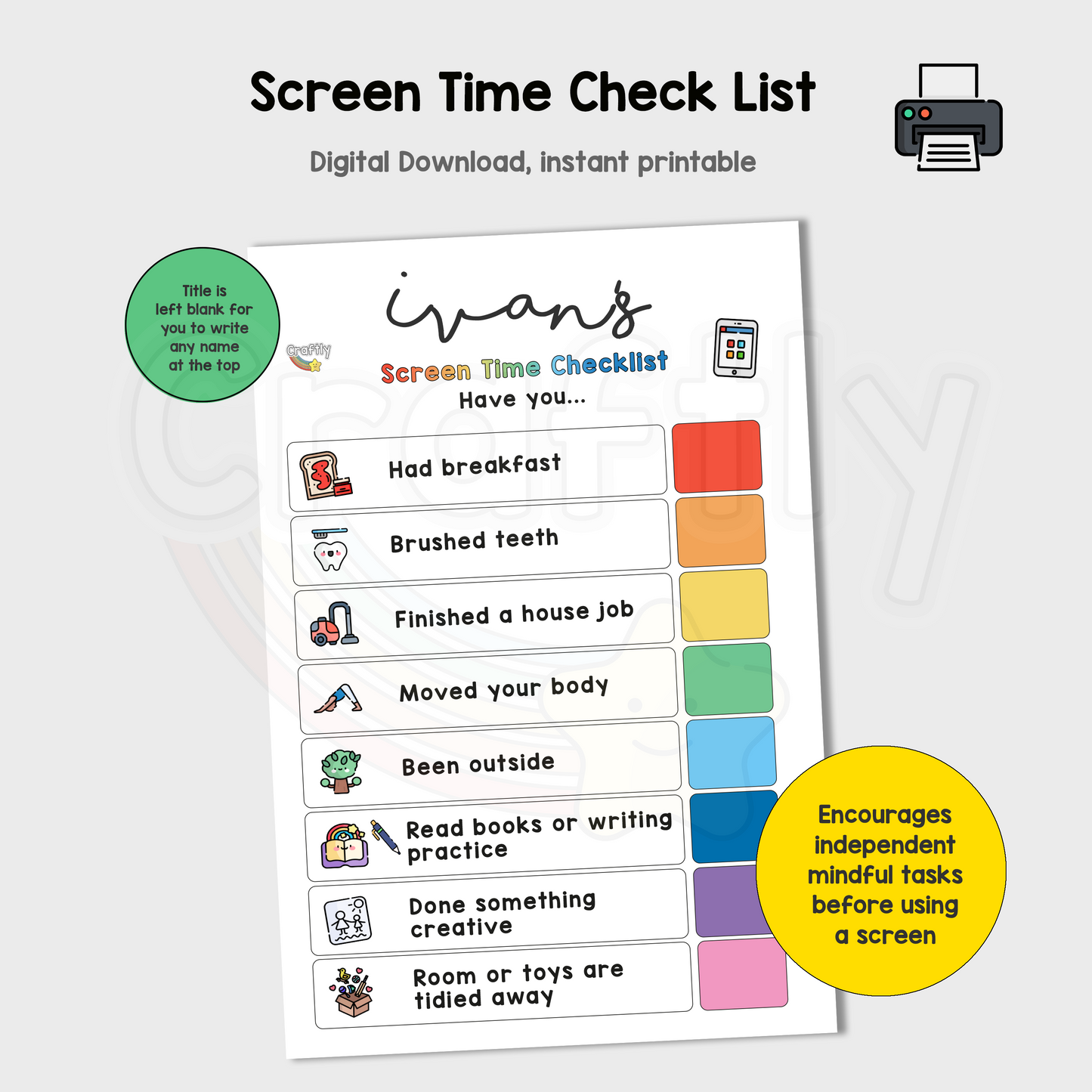 Screen Time Checklist