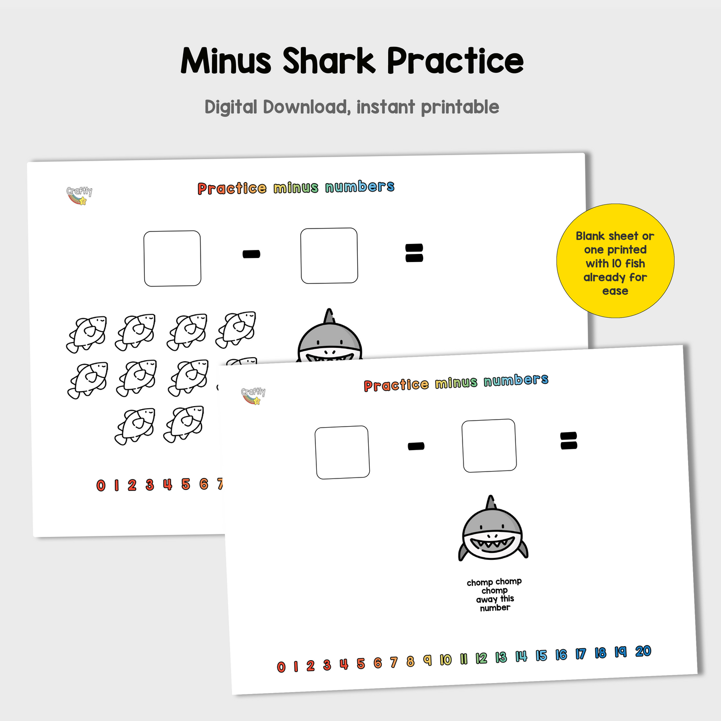 Subtracting Activity with Shark Chomps