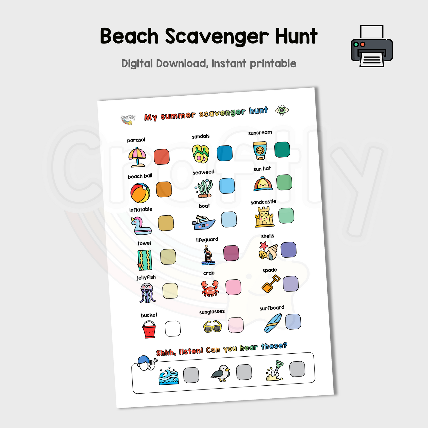 Beach Scavenger Hunt Activity (S)