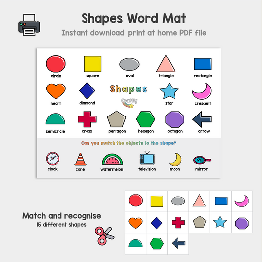 Shapes Word Mat and Matching Activity