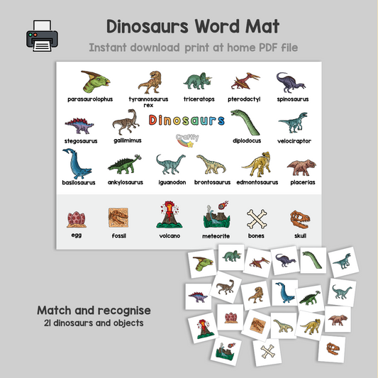 Dinosaur Word Mat and Matching Activity