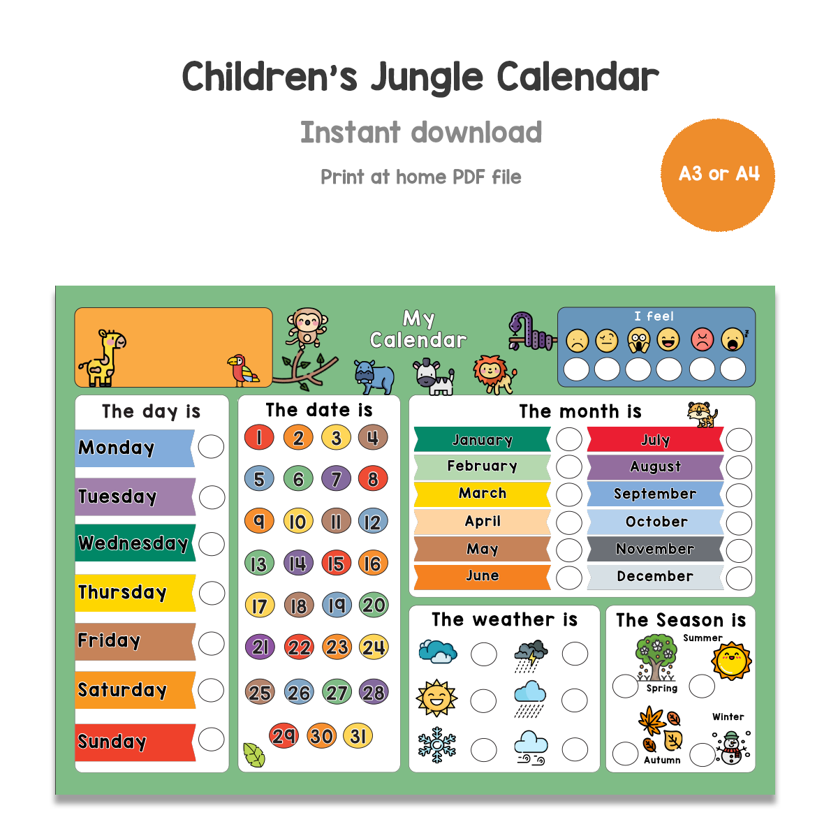 Children's Jungle Calendar