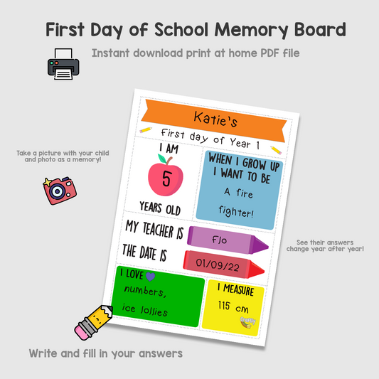 School Memory Photo Board (Rainbow)