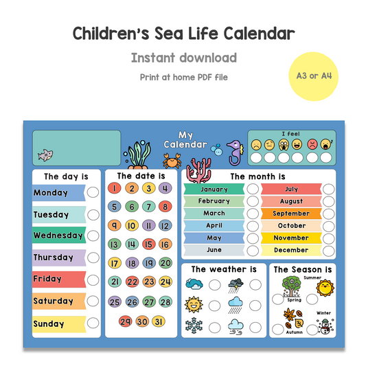 Children's Sea Life Calendar
