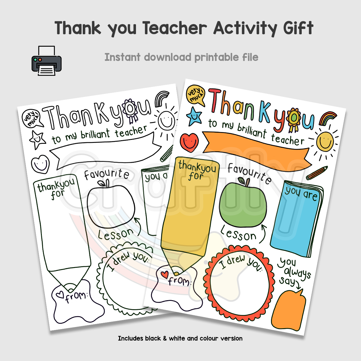 Thank you Teacher Gift Activity