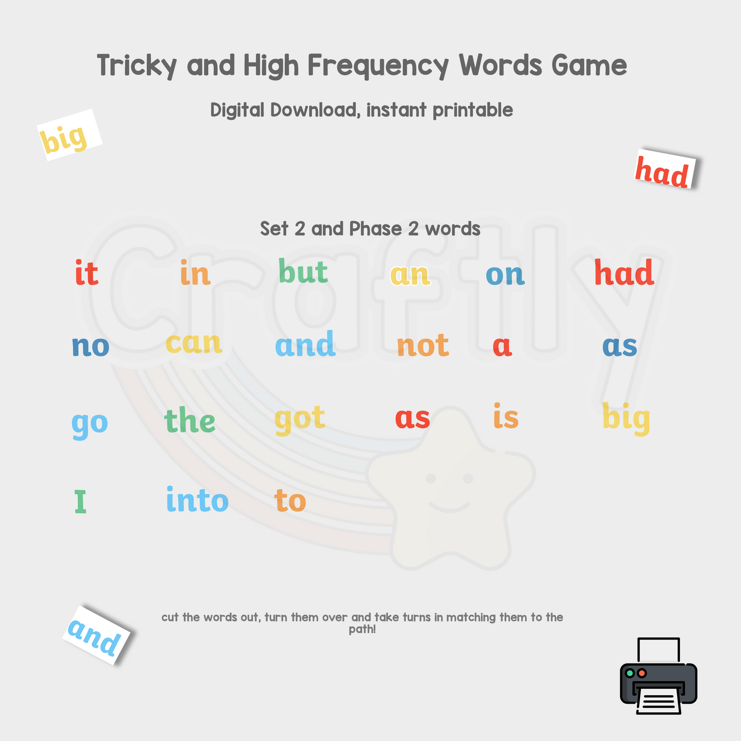 Tricky Words and High Frequency Words Game